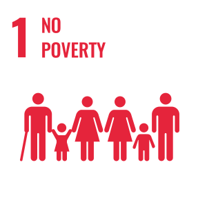 Sustainable Development Goals icon for goal 1, No poverty
